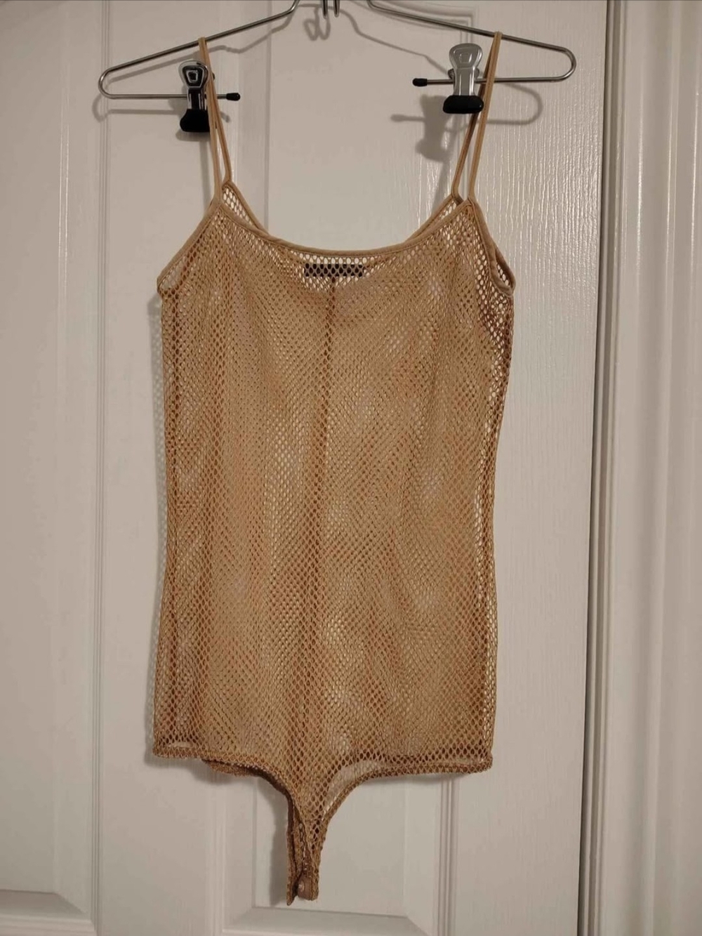 Zara Beige Mesh One-Piece Bodysuit